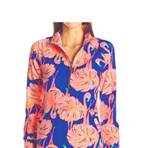Lilly Pulitzer Pink and Navy Flamingo Skipper Popover Sz M
